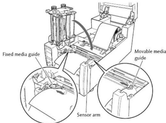 Fixed media guide Movable media guide Sensor arm