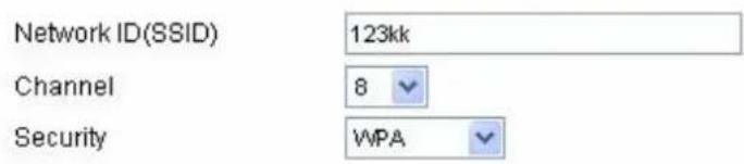 Network ID(SSID) 123kk Channel 8 Security WPA