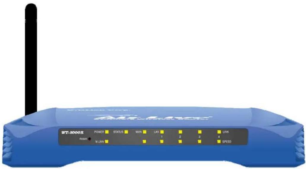 WT-2000R POWER STATUS WAN LAN 1 2 3 4 LINK W.LAN SPETD