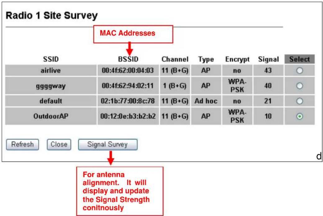AIRLIVE G.DUO - Operation Mode -> Setup -> Site Survey - 1