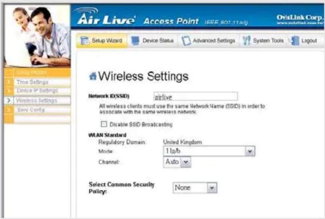 AIRLIVE WLA-5000AP - Výběr módu 802.11a, b, nebo g - 1
