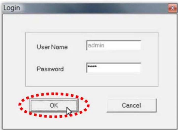 Login User Name admin Password OK Cancel
