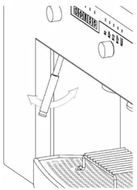 Technical diagram showing mechanical assembly with labeled components and directional arrows indicating motion or movement.