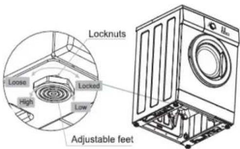 Locknuts Loose High Locked Low Adjustable feet