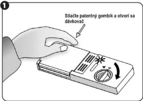 Stlačte patentný gombík a otvorí sa dávkovač