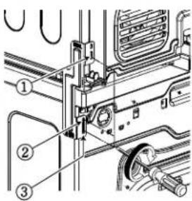 Technical diagram of a mechanical assembly with numbered components and labeled parts
