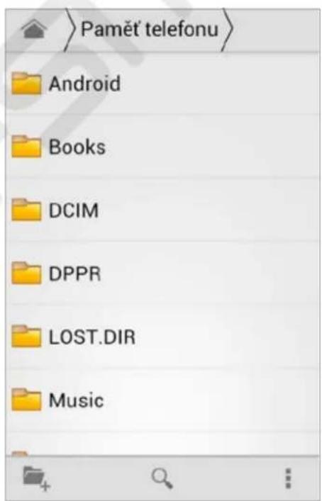 Pamět' telefonu Android Books DCIM DPPR LOST.DIR Music