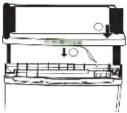 Diagram showing a mechanical or electrical component with labeled parts and directional arrows indicating motion or force.