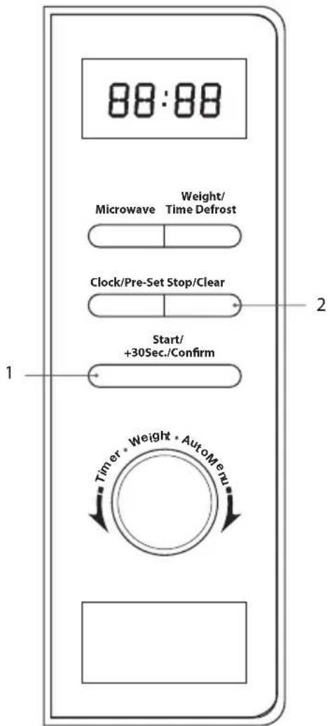 88:88 Microwave Weight/ Time Defrost Clock/Pre-Set Stop/Clear Start/ +30Sec./Confirm Timer • Weight • AutoMenu