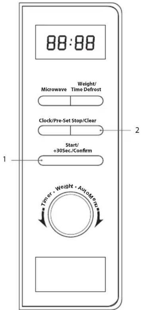 88:88 Microwave Weight/ Time Defrost Clock/Pre-Set Stop/Clear Start/ +30Sec./Confirm Timer • Weight • AutoMenu