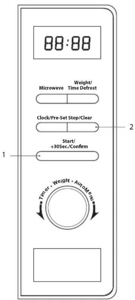 88:88 Microwave Weight/ Time Defrost Clock/Pre-Set Stop/Clear Start/ +30Sec./Confirm Timer • Weight • AutoMenu