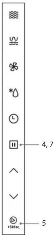 Diagram showing various icons and labels including symbols like '305sec' and numeric values 4,7 and 5