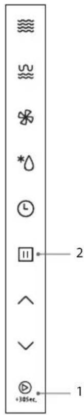 Diagram showing a vertical toolbar with icons and labels, including symbols like '3', '4', and '1' with numerical annotations.