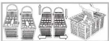 Illustration of five different shopping baskets with different sizes and designs, shown from top to bottom (no text or symbols).