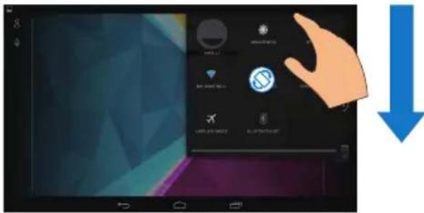Screenshot of a mobile app interface with status bar, navigation icons, and a hand pointing to a download button