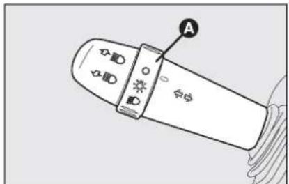 Diagram of a light bulb device with labeled ports and indicator lights, marked with point A.