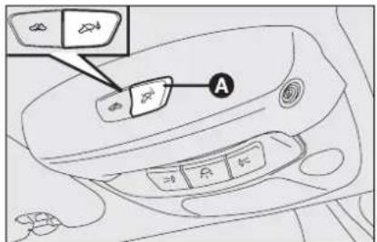 Diagram of car interior with labeled buttons and a control panel, showing icons for vehicle detection and navigation.