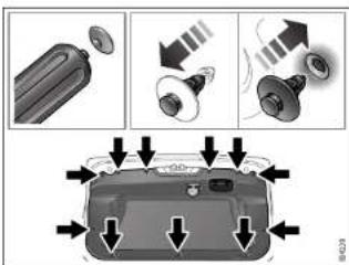Diagram illustrating car door seat mounting process with arrows indicating movement and repair steps