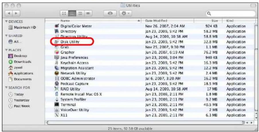 Utilities Name Date Modified Size Kind DigitalColor Meter Nov 26, 2007, 2:04 AM 924 KB Application Directory Jan 23, 2009, 5:42 PM 58.2 MB Application Directory Utility Aug 14, 2009, 10:58 AM 58.8 MB Application Disk Utility Jan 23, 2009, 5:42 PM 32.8 MB Application Grab Nov 25, 2007, 9:30 PM 1.1 MB Application Grapher Jun 20, 2007, 6:19 AM 76.2 MB Application Java Preferences Jun 23, 2009, 3:04 PM 940 KB Application Keychain Access Jan 23, 2009, 5:42 PM 16.3 MB Application Migration Assistant Jan 23, 2009, 5:42 PM 12.2 MB Application Network Utility Jan 23, 2009, 5:42 PM 2.4 MB Application ODBC Administrator Jul 6, 2007, 3:20 AM 16.2 MB Application Podcast Capture Jan 23, 2009, 5:42 PM 18.5 MB Application RAID Utility Aug 14, 2009, 10:58 AM 17 MB Application Remote Install Mac OS X Jun 23, 2009, 2:11 PM 1.8 MB Application System Profiler Jun 23, 2009, 2:11 PM 9.2 MB Application Terminal Jun 23, 2009, 2:11 PM 40.5 MB Application VoiceOver Utility Jan 23, 2009, 5:42 PM 2 MB Application X11 Jun 23, 2009, 2:11 PM 6.3 MB Application