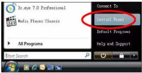 Dr.eye 7.0 Professional 321 Modie Player Classic All Programs Connect To Control Panel Default Programs Help and Support Start Search