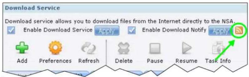 Download Service Download service allows you to download files from the Internet directly to the NSA. Enable Download Service Apply Enable Download Notify Apply Add Preferences Refresh Delete Pause Resume Task Info