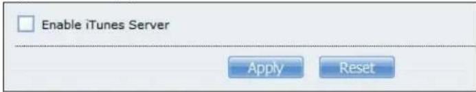 Enable iTunes Server Apply Reset