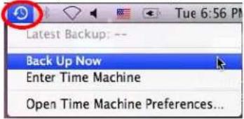 Latest Backup: -- Back Up Now Enter Time Machine Open Time Machine Preferences...
