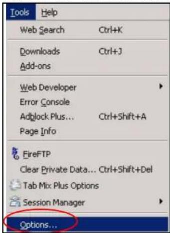 Tools Help Web Search Ctrl+K Downloads Ctrl+J Add-ons Web Developer Error Console Adblock Plus... Ctrl+Shift+A Page Info FireFTP Clear Private Data... Ctrl+Shift+Del Tab Mix Plus Options Session Manager Options...