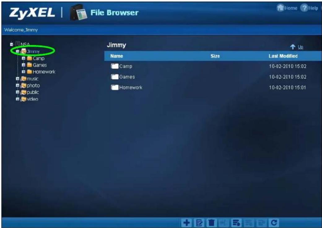 ZyXEL | File Browser Welcome,Jimmy Name Size Last Modified Camp 10-02-2010 15:02 Games 10-02-2010 15:02 Homework 10-02-2010 15:01