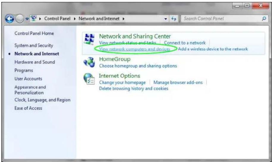 Control Panel Home System and Security • Network and Internet Hardware and Sound Programs User Accounts Appearance and Personalization Clock, Language, and Region Ease of Access Network and Sharing Center View network status and tasks | Connect to a network | View network computers and devices | Add a wireless device to the network HomeGroup Choose homegroup and sharing options Internet Options Change your homepage | Manage browser add-ons Delete browsing history and cookies