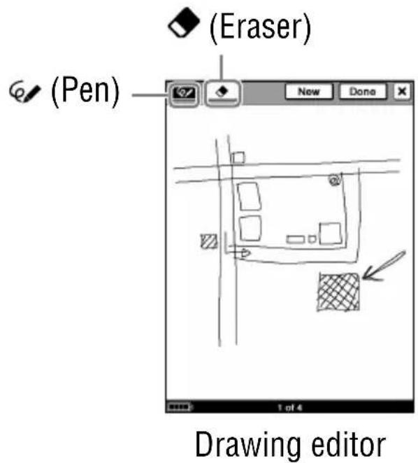 (Eraser) (Pen) New Done Drawing editor