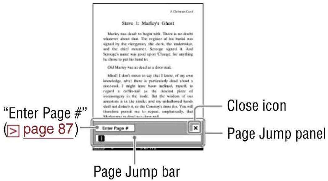 "Enter Page #" (> page 87) Page Jump bar Close icon Page Jump panel