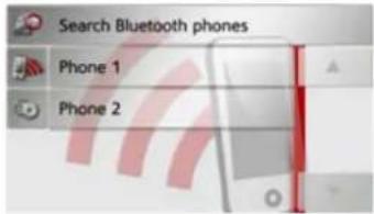Search Bluetooth phones Phone 1 Phone 2