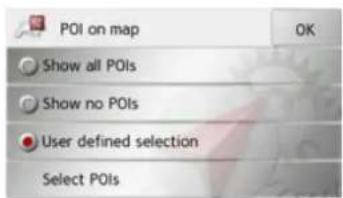 POI on map Show all POIs Show no POIs User defined selection Select POIs