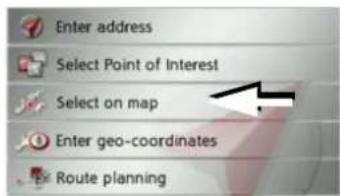 Enter address Select Point of Interest Select on map Enter geo-coordinates Route planning