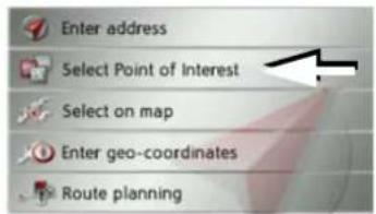 Enter address Select Point of Interest Select on map Enter geo-coordinates Route planning