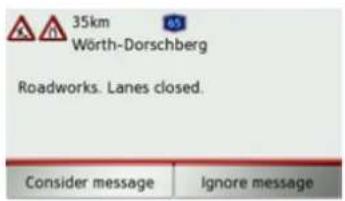 35km Wörth-Dorschberg Roadworks. Lanes closed. Consider message Ignore message