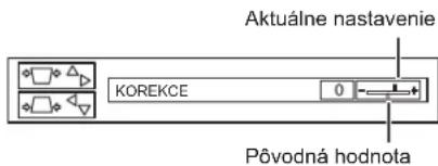 Aktuálne nastavenie KOREKCE 0 Pôvodná hodnota