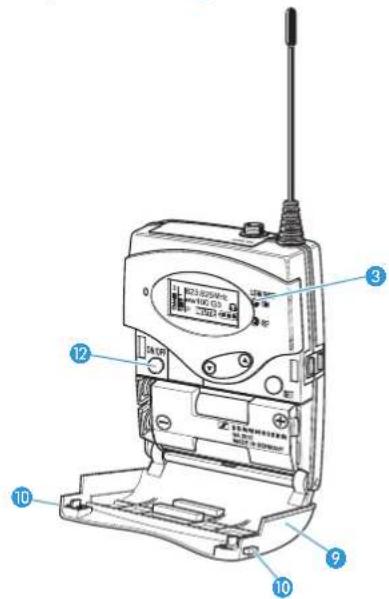 Technical diagram of a walk-in device with numbered parts labeled for identification.