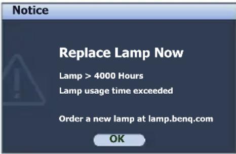BENQ MP626 - Timing of replacing the lamp - 4