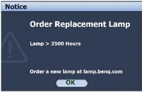 BENQ MP626 - Timing of replacing the lamp - 2