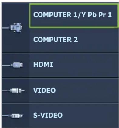 COMPUTER 1/Y Pb Pr 1 COMPUTER 2 HDMI VIDEO S-VIDEO