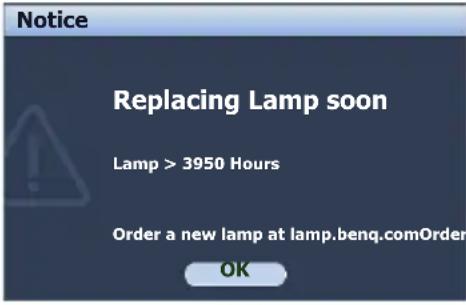 BENQ MP626 - Timing of replacing the lamp - 3