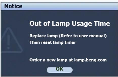 BENQ MP626 - Timing of replacing the lamp - 5