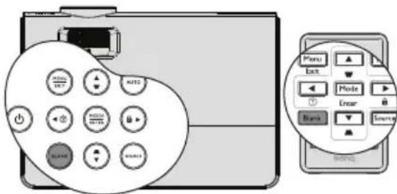 Diagram showing a device with labeled buttons and a close-up of its control panel with menu options like Menu, Exit, Mode, Linear, and Source.
