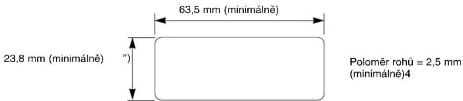 63,5 mm (minimálně) 23,8 mm (minimálně) Poloměr rohů = 2,5 mm (minimálně)4