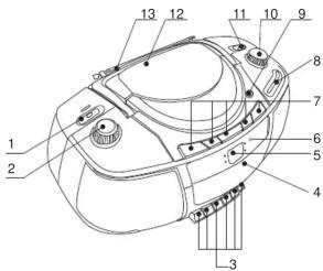 Technical diagram of a mechanical device with numbered components for identification