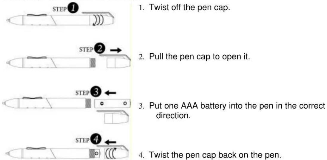 GENIUS EasyPen M610X - To replace the Tablet Pen battery: - 1