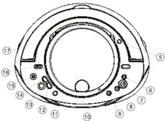 Technical diagram of a circular mechanical component with numbered parts for identification
