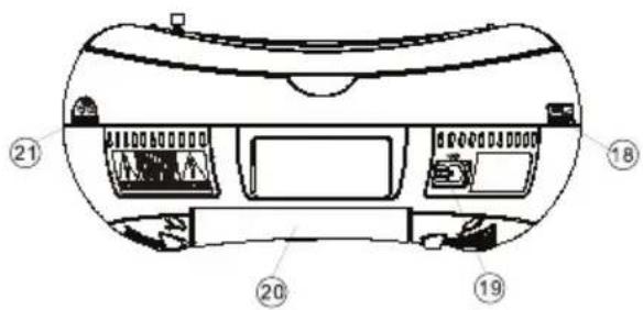Technical diagram of a car rear panel with numbered components for identification
